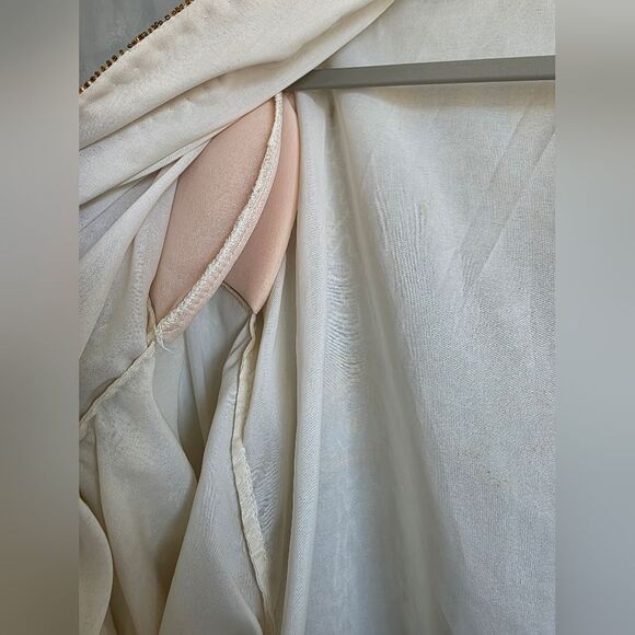 Flapper Style Gunit Cream & Gold Sequin Beaded Duster Kimono Jacket Vtg OS - Picture 11 of 15